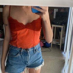orange lace cami top